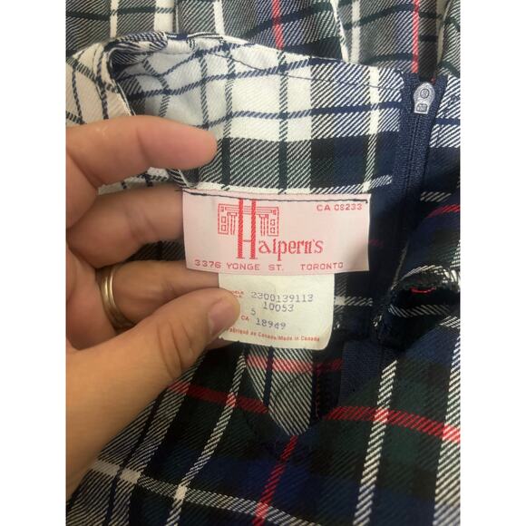Vintage Halpern’s Girls Plaid Blue white Dress Size 5 Christmas Holiday Canada - Picture 5 of 7